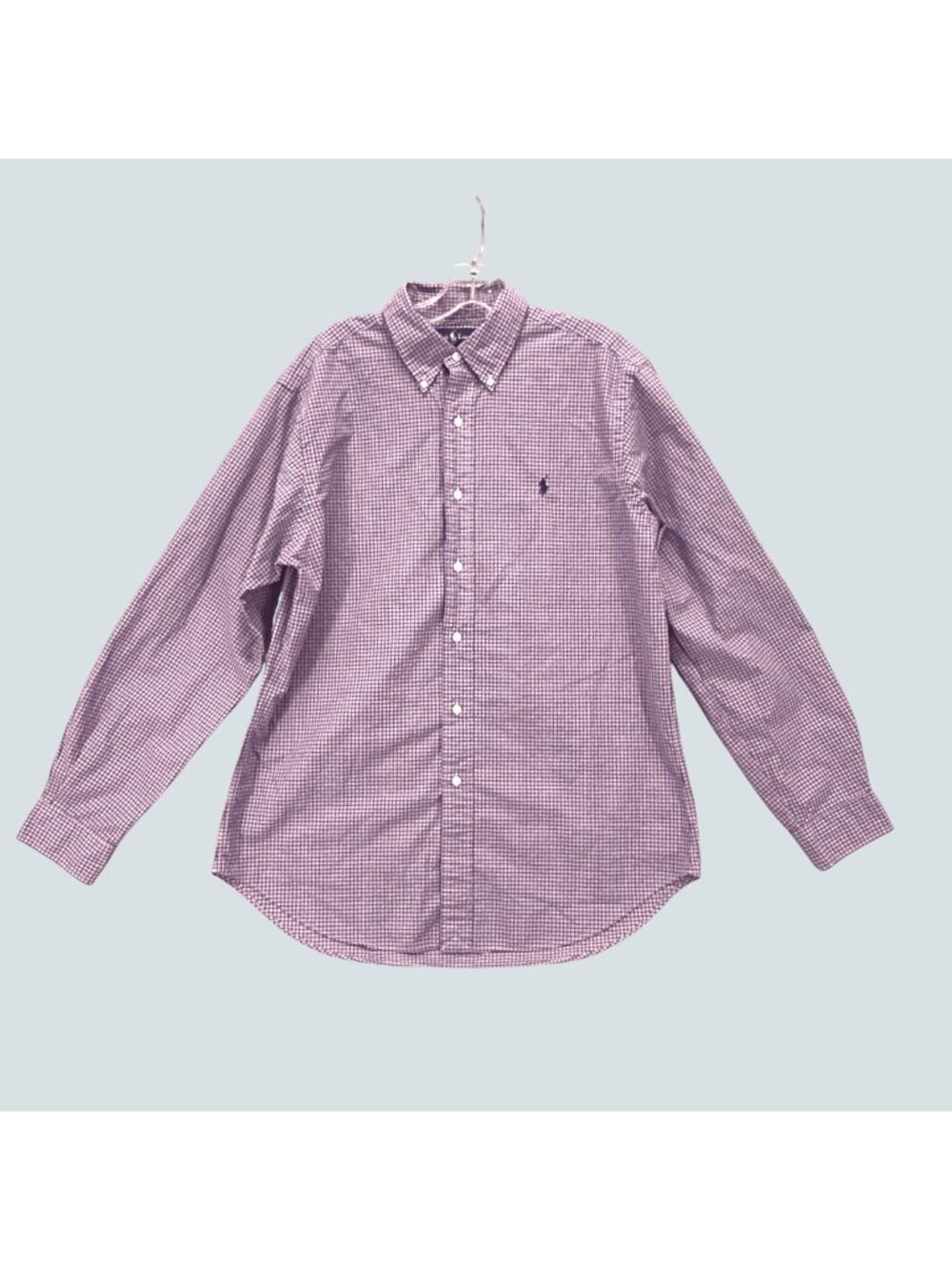 Ralph Lauren Classic Fit Purple White Check Button Down Shirt Men’s 16 34/35